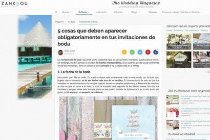 26 zankyou 5 cosas que deben aparecer obligatoriamente en tus invitaciones de boda - PRENSA - &iquest;QU&Eacute; DICEN DE NOSOTRAS?