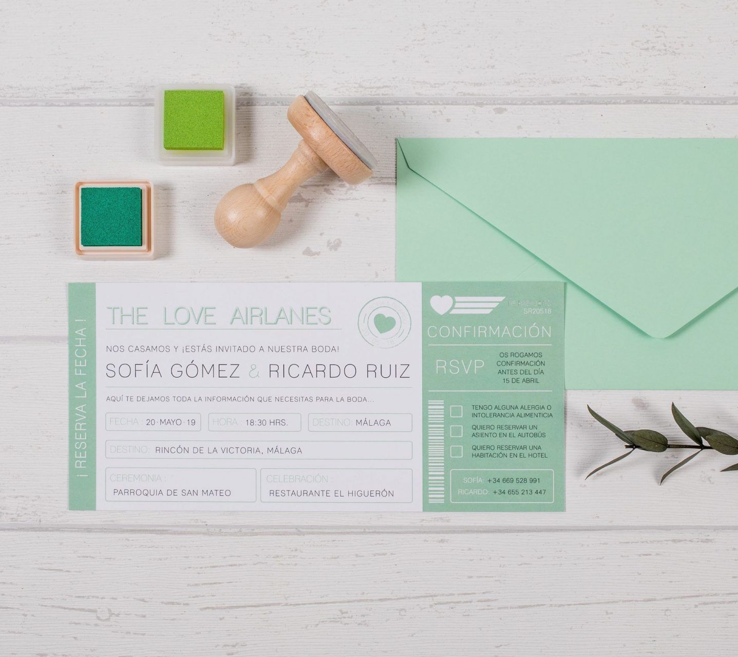 Invitacion de boda Love Airlines