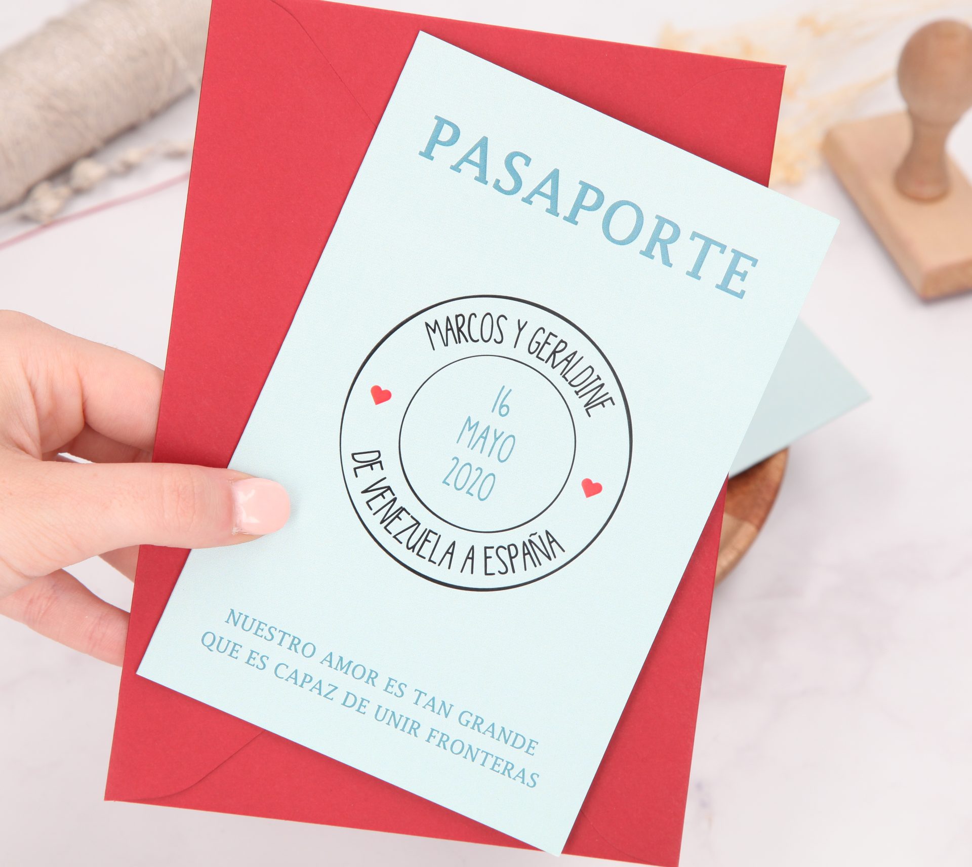 INVITACION DE BODA PASAPORTE BLUE - COLECCI&Oacute;N VIAJERA