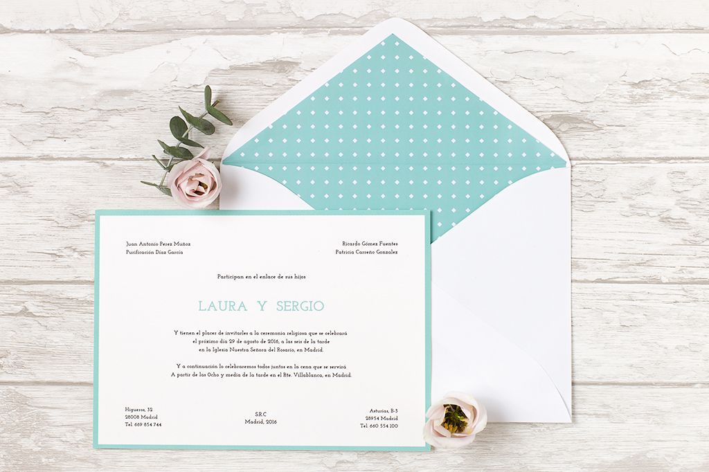 INVITACIÓN DE BODA CLASSIC TURQUOISE